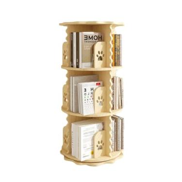 Imagem de AKALNNB Estante rotativa para livros, estante giratória de chão, rack de CD de madeira de 6 camadas, fácil de montar para escritório, sala de estar, sala de estudo