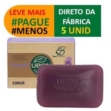 Imagem de Kit com 5 Sabonetes Glicerina Vegetal Lavanda Barra Glicerinado C/ Ole