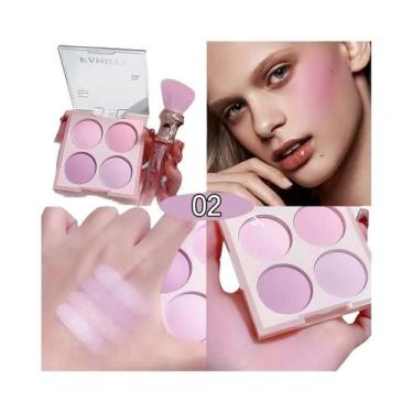 Imagem de Paleta De Blush Rosa Roxo Fosco De 4 Cores À Prova De Suor À Prova D'á