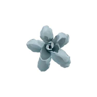 Imagem de Bi-Sonic Lee Kalanchoe millotii, escultura de arte de parede de flor de cerâmica de 7 cm, decoração de casa moderna, decoração de parede floral feita à mão (azul claro)