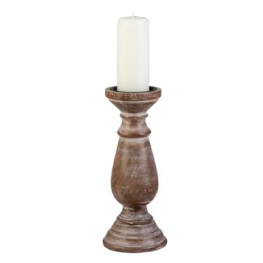 Imagem de Biedermann & Sons Castiçal de madeira marrom de 24,8 cm de altura – serve para vela pilar de 7,6 cm