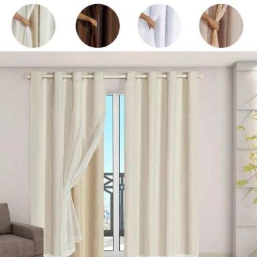 Imagem de Cortina Blackout Pvc com Voil Tecido 4,0 M X 2,5 M em 4 Opções de Core