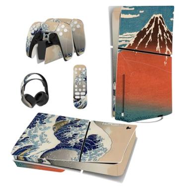 Imagem de PlayVital Conjunto completo de adesivos para ps5 Slim Console Disc Edition (o novo design menor), capa de decalque de vinil para controle ps5 e fone de ouvido, estação de carregamento e controle