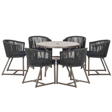 Imagem de Mesa com 6 Cadeiras de Jantar Roma 120cm e Noronha em Alumínio