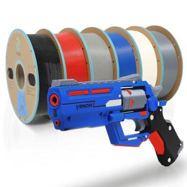 Imagem de Yousu Pla 6 * 1 Kg, Pacote De Filamentos Para Impressora 3D 1,75 Mm, Impressão Com A Maioria Das Impressoras Fdm, Kg (12,12 Libras), Carretel Embalagem, Precisão +/- 0,02 Preto + Branco Cinza Prata