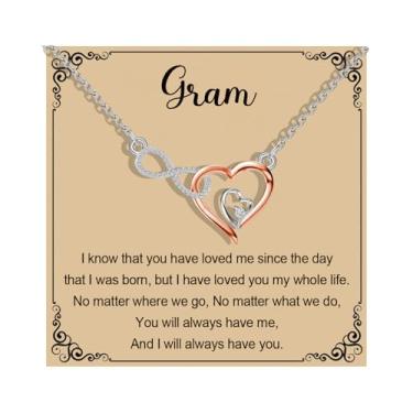 Imagem de MAOFAED Colar de coração infinito para avó, apelidos da vovó, mercadoria do Dia das Mães, Metal, Sem Pedra Preciosa