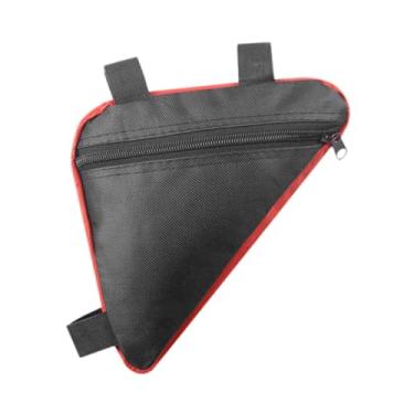 Imagem de oshhni Bolsa de armazenamento para quadro de bicicleta, bolsa para tubo frontal de bicicleta, resistente à água, triangular para bicicleta, mochila de, Preto Vermelho