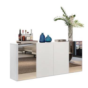 Imagem de Aparador Buffet 4 Portas Com Espelho Vegas Multimóveis V3561 Branco Branco