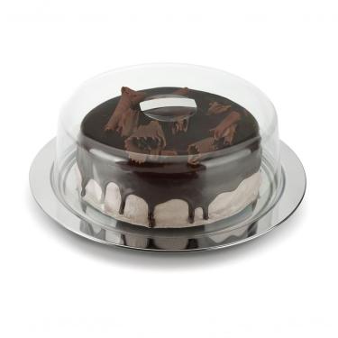 Imagem de Boleira Prato Para Bolo Inox Com Cúpula Acrílico 33cm Pudim