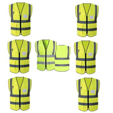 Imagem de Colete Refletivo Sinalizador Kit 7 Unidades Epi Segurança Trabalho Fiscalizaçao Proteçao Bolsos Zi