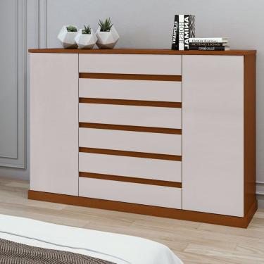 Imagem de Cômoda 2 Portas 7 Gavetas 3 Prateleiras Vedra Frassino-off White