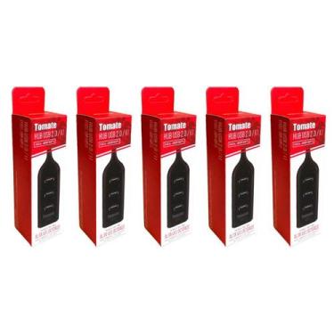 Imagem de Kit 5 Régua Hub Extensão de Usb 2.0 4 Portas Alta Velocidade - Tomate