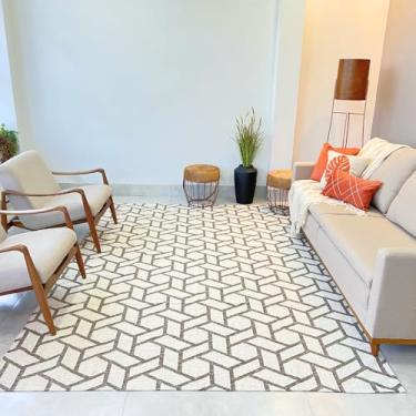 Imagem de TAPETE 2,00X2,50 QUARTO SALA DE JANTAR RECPÇÃO SALA (Bege Geometrico)