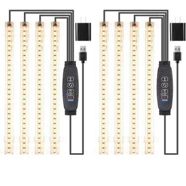 Imagem de RWNTAO Fitas De Led Para Cultivo Plantas 8,6" Com Espectro Total 3000K Em Ambientes Internos Temporizador 3/9/12 Horas, 10 Níveis Reguláveis Mudas Suculentas E Prateleira (4 Cabeças X 2 Peças)