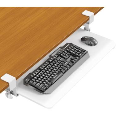 Imagem de ERGOMAKER Bandeja de teclado embaixo da mesa, mesa com gaveta de teclado 65 x 30 cm, gaveta deslizante para computador, para digitar, bandeja de teclado embaixo da mesa, branca