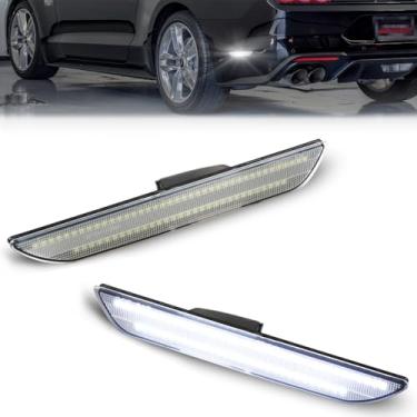 Imagem de GSOWO Luzes de marcação laterais compatíveis com 2015-2023 F-ord Mus-tang refletores de para-lama branco traseiro lâmpadas de lente transparente, 2 peças, luzes brancas