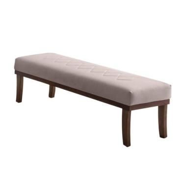 Imagem de Puff Theo Bege e Imbuia 140 cm - Keva