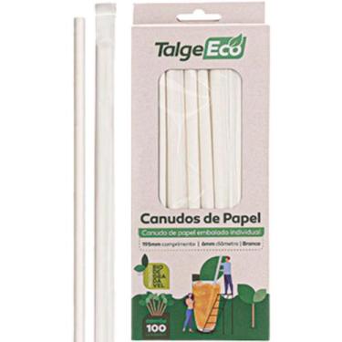 Imagem de Canudo De Papel Biodegradável Descartável Talge 100und Cor Branco