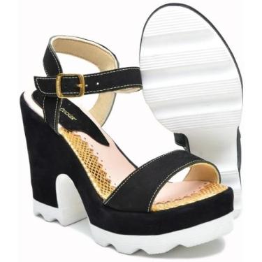 Imagem de Sandalia De Salto Meia Pata tratorada Feminina Em Couro - Betina Beker