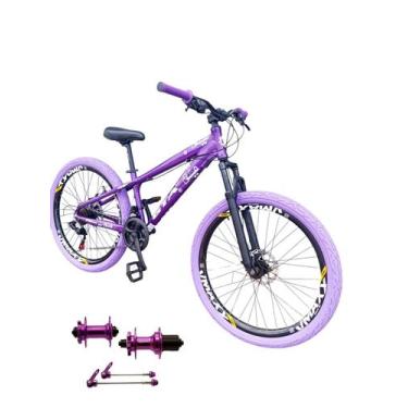 Imagem de Bicicleta 26 Gta Rebel Freeride Cor Roxo 24v Cubo k7 Barulhento Freio 