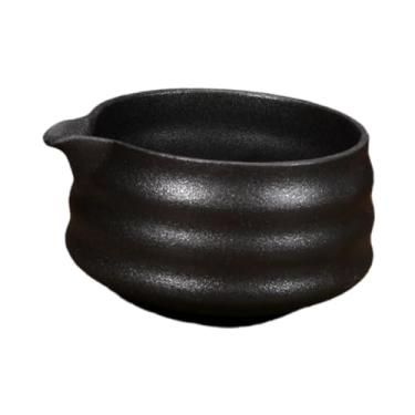 Imagem de Fenteer Tigela de tigela de cerâmica matcha, cerimônia de chá verde Chawan Porcelain Matcha Mixing Bowl, feita à mão, xícara de chá verde para iniciantes, Preto
