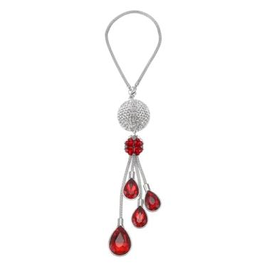 Imagem de TUCKBOLD 1 peça de bola de metal de strass falso gota de água para carro espelho retrovisor acessórios pingente enfeite de carro vermelho