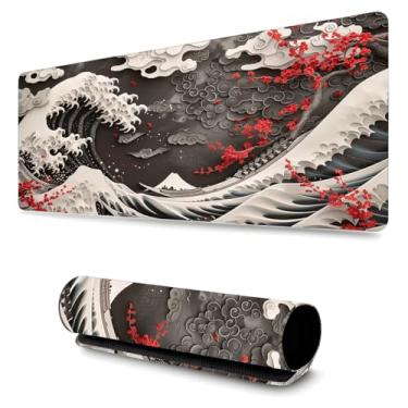 Imagem de Mouse Pad Gamer 3D Profissional Grande Confortavél Anti Derrapante 90x40 - Onda Branca