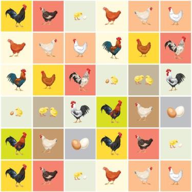 Imagem de Adesivo de Azulejo Cozinha Galinhas 20x20cm 12un - Quartinhos