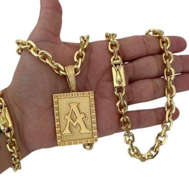 Imagem de Kit Cadeado 8mm + Pingente Letra Banhado a Ouro 18K - ToJoia18k