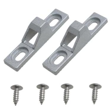 Imagem de Meuey Lyot Suportes de porta deslizante, ferragens de vidro, fechadura de vidro, trava de substituição com parafusos de montagem para todos os tipos de portas deslizantes de pátio prata, 2 peças (6 x