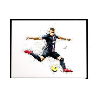 Imagem de Lionel Messi Mbappé Neymar Abstrato Aquarela Atleta Pintura Em Tela Ar