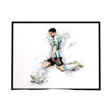 Imagem de Lionel Messi Mbappé Neymar Abstrato Aquarela Atleta Pintura Em Tela Ar