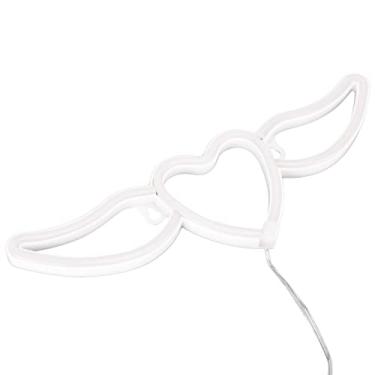 Imagem de Marhynchus Asas de Néon Em Forma de Coração Sign de Neon Exclusivo Design Duplo Casamento Cena de Confissão (Luz roxa + luz branca quente)