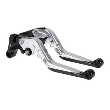 Imagem de A ABSOPRO Alavancas de embreagem de freio longas curtas para Yamaha YZF R1 99-01 Alavanca de freio ajustável do guidão da motocicleta Liga de alumínio Cabo prateado Extremidade preta