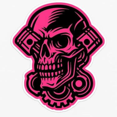 Imagem de Adesivo Recorte Caveira Mecânica Motociclista Estilo Cyberpunk