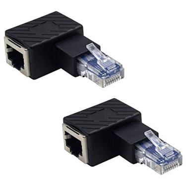 Imagem de Duttek Adaptador Extensor Ethernet Rj45 Macho Para Fêmea Em Ângulo Reto De 90 Graus - Cat5E/Cat6, Pacote Com 2 Modem, Roteador, Pc, Laptop, Impressora Rede, Lan, Switch