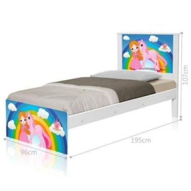 Imagem de Cama Juvenil Com Cabeceira Barcelona Princesa E Unicórnio
