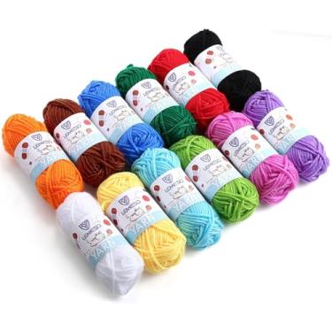 Imagem de LEMESO 12 x 15 g fio de acrílico para crochê macio para artesanato, novelos multicoloridos para tricô, faça você mesmo, mini fio a granel para crianças, presente para iniciantes e adultos