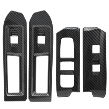 Imagem de EATAKWARD Guarnição do painel do interruptor da janela do apoio de braço da porta traseira, substituição para Toyota Tacoma SR SR5 TRD 2024 2025 (fibra de carbono)