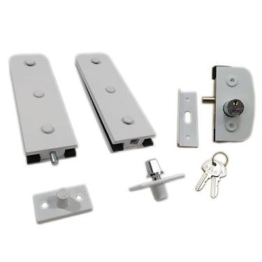 Imagem de Kit porta pivotante tipo jumbo para vidro temperado blindex - Branco (