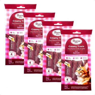 Imagem de Kit 4 Sachê Salmão - 56g Para Gatos Buona Petix Creamy