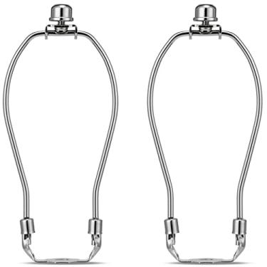 Imagem de Conjunto com 2 suportes para abajur de abajur de 15 cm, suporte resistente destacável prateado com base de sela padrão e acabamento de lâmpada de metal sólido para ajuste de luz de mesa e chão (níquel banhado)