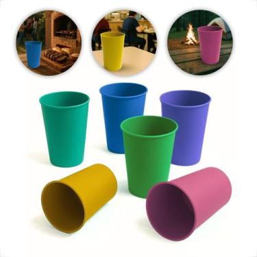 Imagem de Kit 10 Copos Plásticos Coloridos 200ml Infantil Reutilizável e Resiste