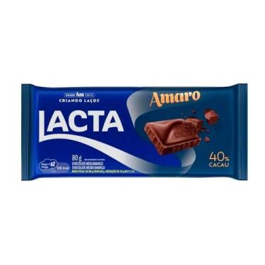 Imagem de Chocolate Lacta Amaro 40% Cacau 80g, Chocolate meio amargo