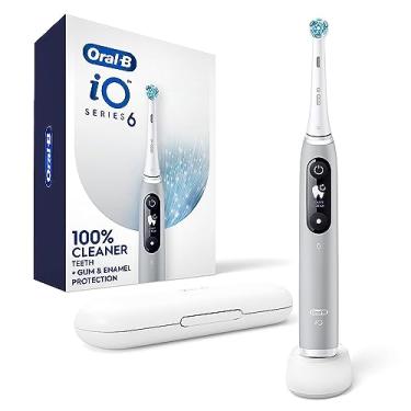 Imagem de Oral-B Escova de dentes elétrica recarregável iO Series 6 com sensor de pressão visível para proteger as gengivas, temporizador de 2 minutos, 5 configurações de limpeza, 1 cabeça de escova de dentes
