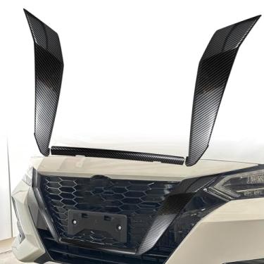 Imagem de KEEGTBOX 3 Peças De Acabamento Para Grade Frontal Compatível Com Nissan Sentra S Sv Sr E Sedan Premium 2020, 2021, 2022 2023, Acessórios Fibra Carbono (Estilo Carbono)