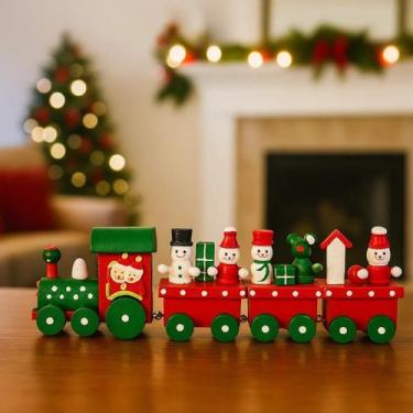 Imagem de Decoração Natal Trem De Madeira Enfeite Papai Noel Ornamento - Wincy N