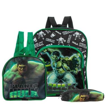 Imagem de Mochila Escolar Herói Incrivel Hulk Costa Lancheira+Estojo - TOYS 2U