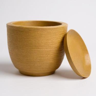 Imagem de vaso cone decorativo para plantas e flores 40x35 em polietileno jateado com prato coletor 30 litros (Bege)