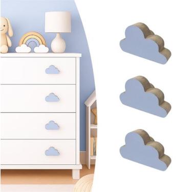 Imagem de 3 Puxadores Nuvem Céu Infantil Gaveta Móveis Cômoda Armário - Souvenir
